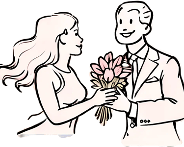 a sugar baby and her sugar daddy holding flowers